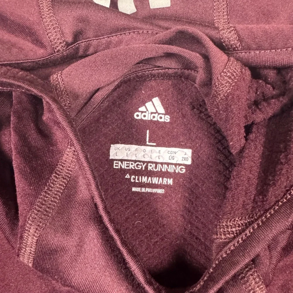 Adidas Energy Running Climawarm Hoodie Maroon Burgundy Mens Large Long Sleeve
